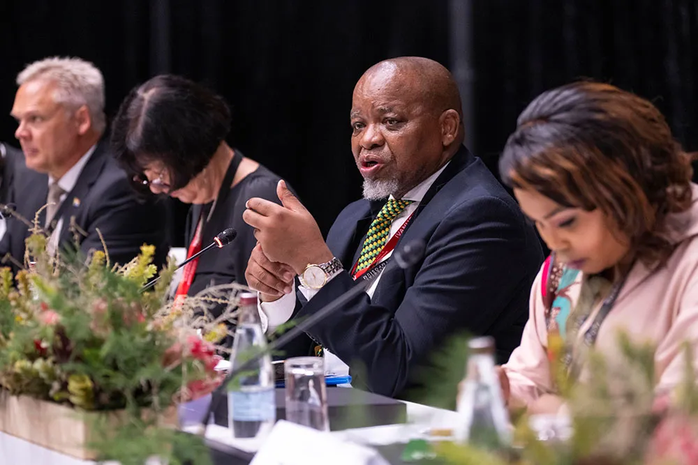 Minister speaking during the Ministerial Symposium at Mining Indaba