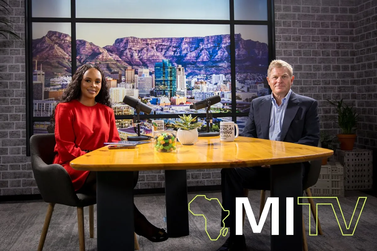 Interview taking place in the Mining Indaba TV studio