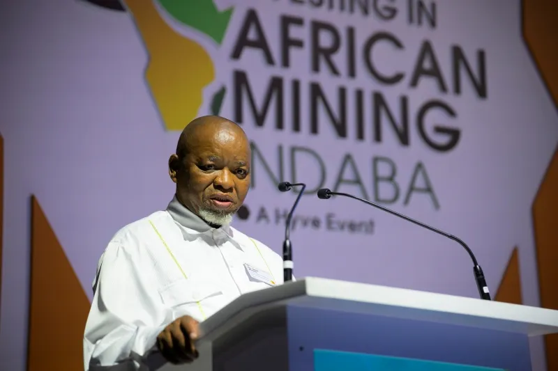 Gwede Mantashe delivering a keynote at Investing in African Mining Indaba