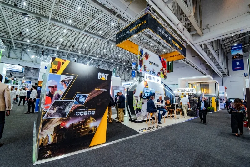 Mining equipment showcased at an exhibition stand